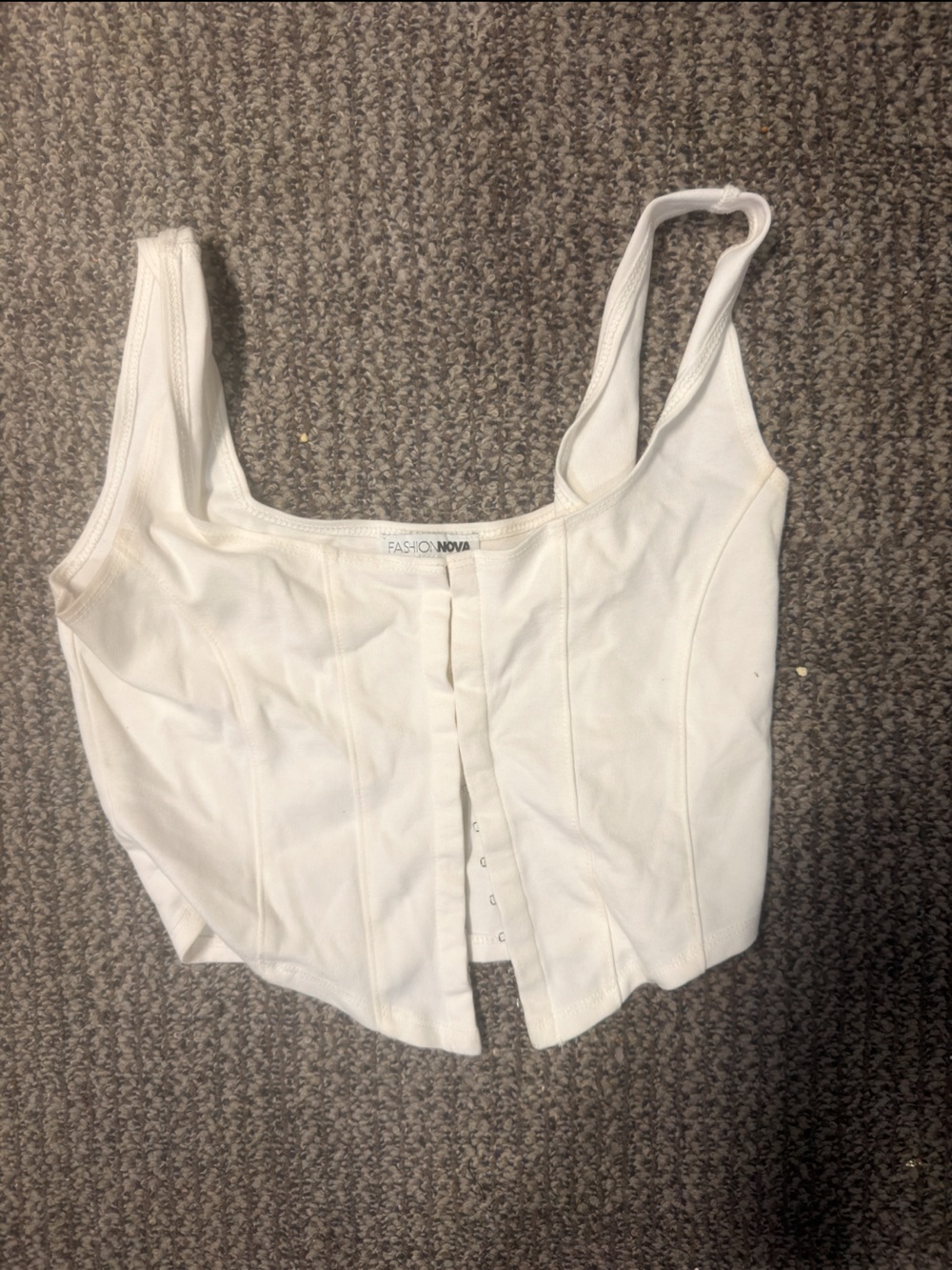 Fashion Nova White Corset-Style Tank Top